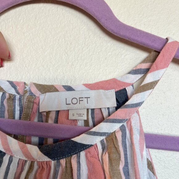 Loft Halter Striped Tiered Babydoll Top - S NWT - Picture 2 of 4